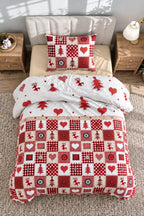 %100 Pamuk Christmas Heart Ranforce Nevresim Takımı | Yılbaşı Temalı Desenli