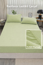 Ranforce %100 Pamuk Lastikli Fitted Çarşaf Seti | Yastık Kılıflı — Barkod 8682856035508