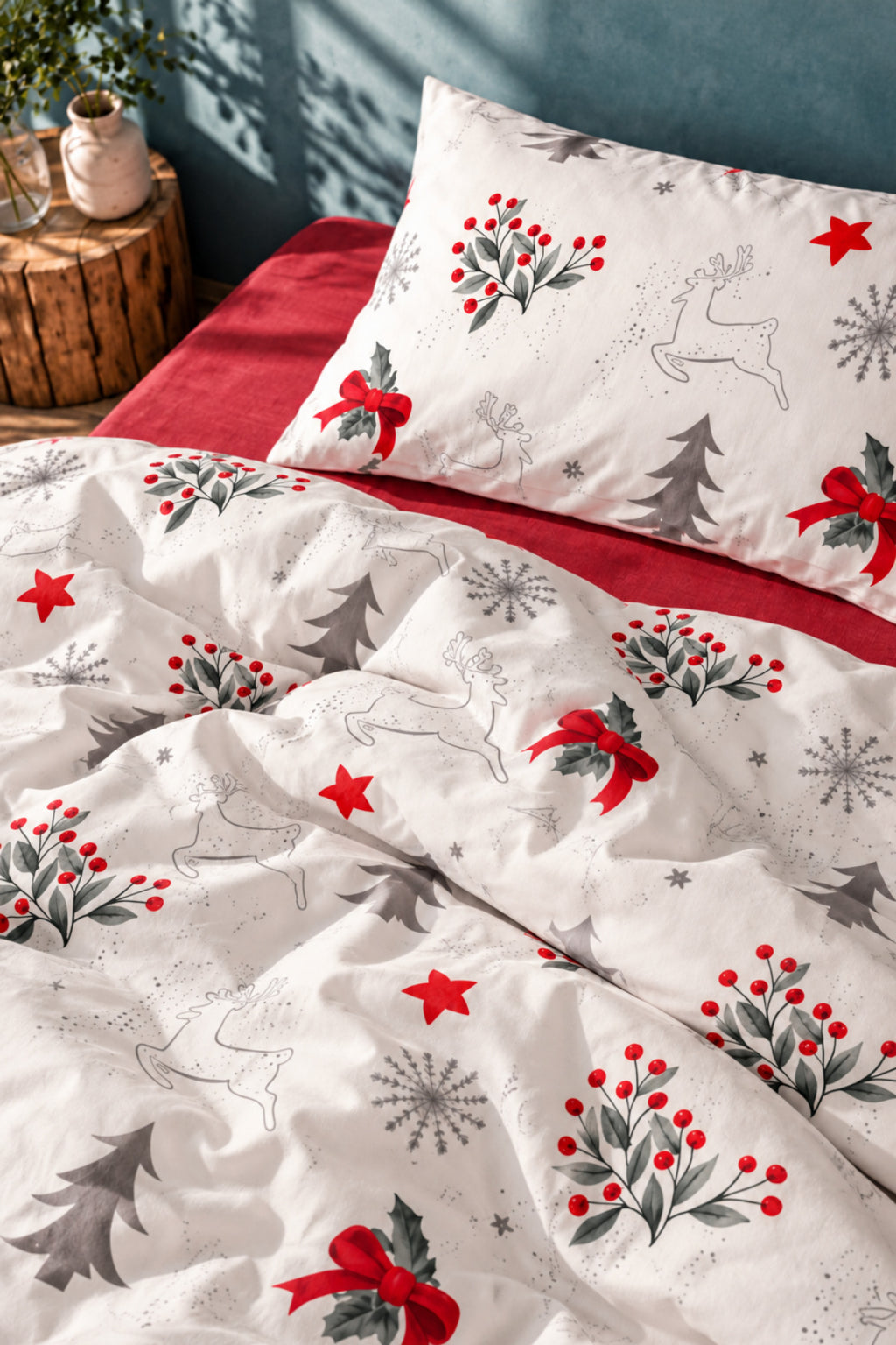 %100 Pamuk Lovely Christmas Ranforce Nevresim Takımı | Yılbaşı Temalı Desenli