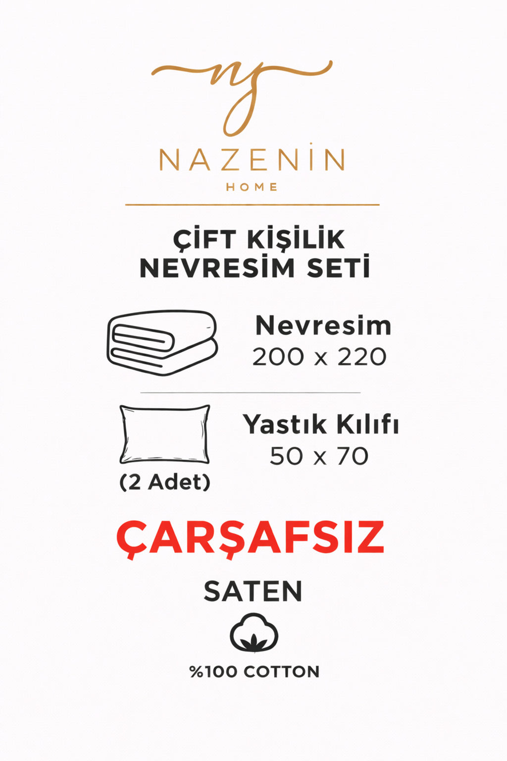 Saten %100 Pamuk Nevresim Seti Liselotte | Çarşafsız