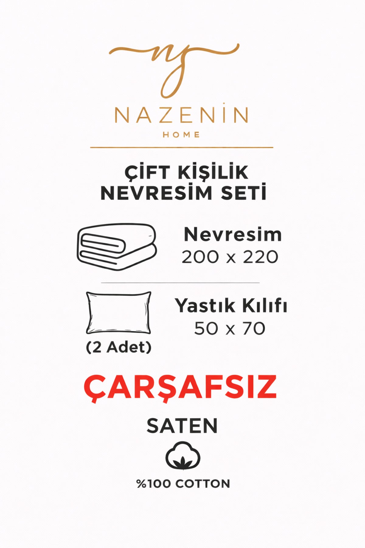 Saten %100 Pamuk Nevresim Seti Liselotte | Çarşafsız