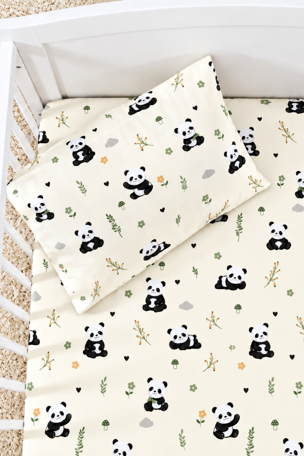 Panda %100 Pamuk Ranforce Bebek Lastikli Çarşaf Seti