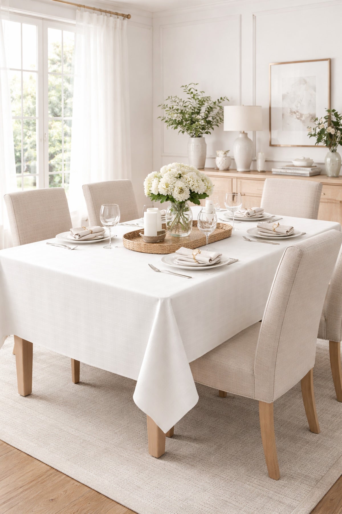 Kareli Saten Masa Örtüsü Peçeteli %100 Pamuk Peçete — Model NZN17010201