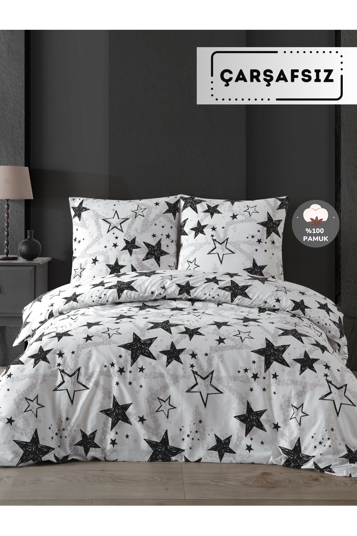Ranforce Stella Black %100 Pamuk Nevresim Seti | Çarşafsız