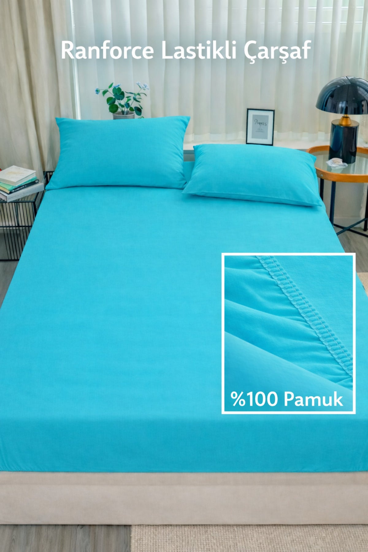 Ranforce %100 Pamuk Lastikli Fitted Çarşaf Seti | Yastık Kılıflı