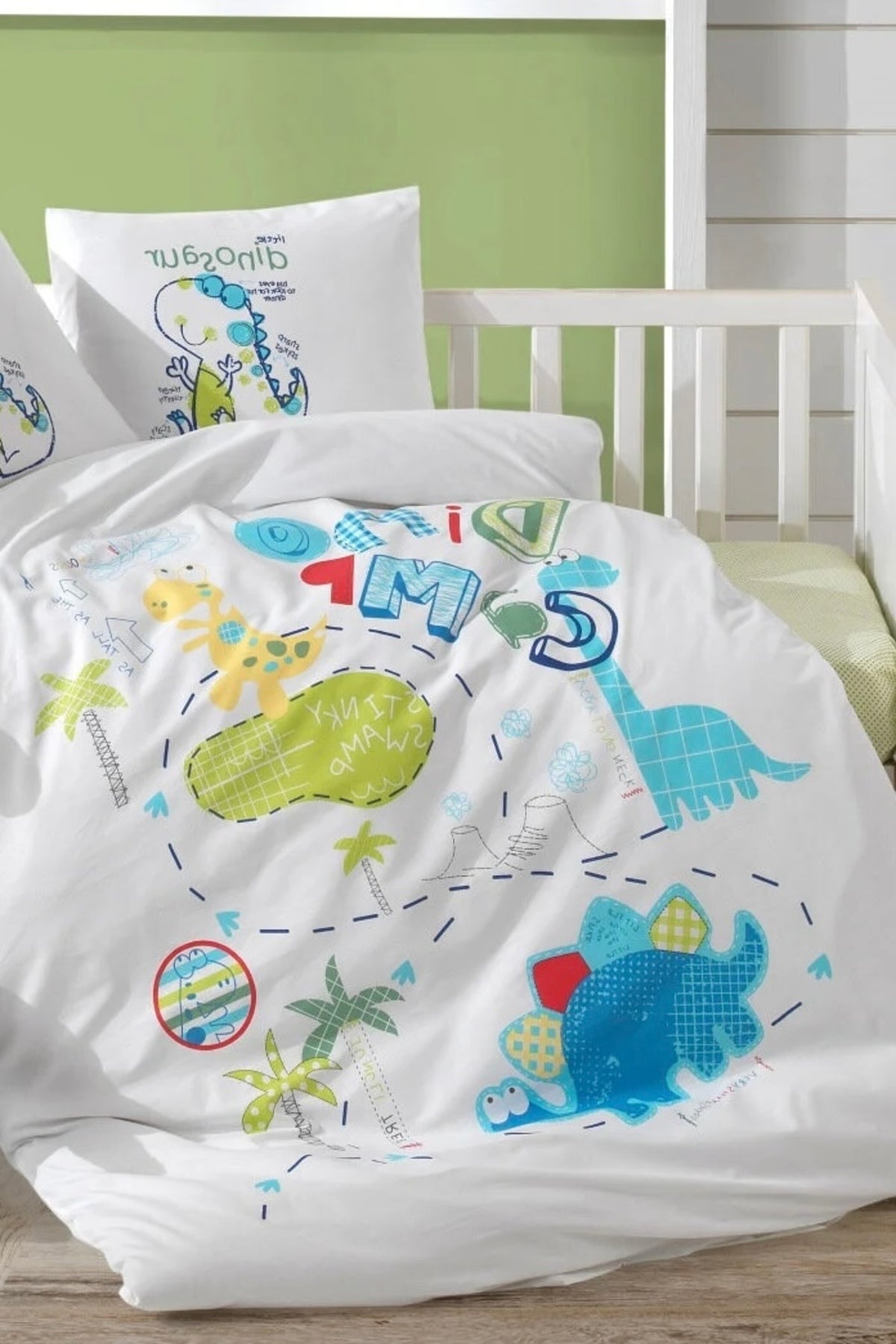 Dino-Camp %100 Pamuk Ranforce Bebek Nevresim Takımı