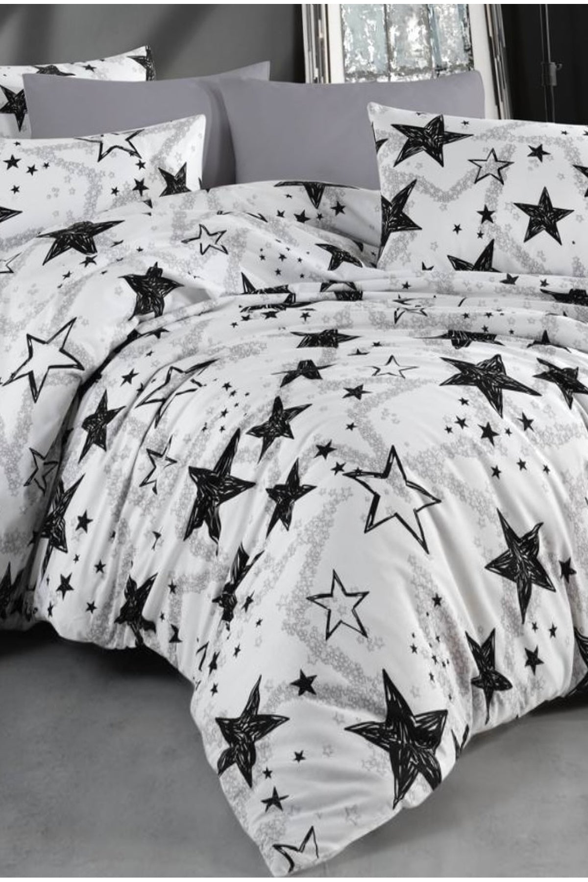Ranforce Stella Black %100 Pamuk Nevresim Seti | Çarşafsız