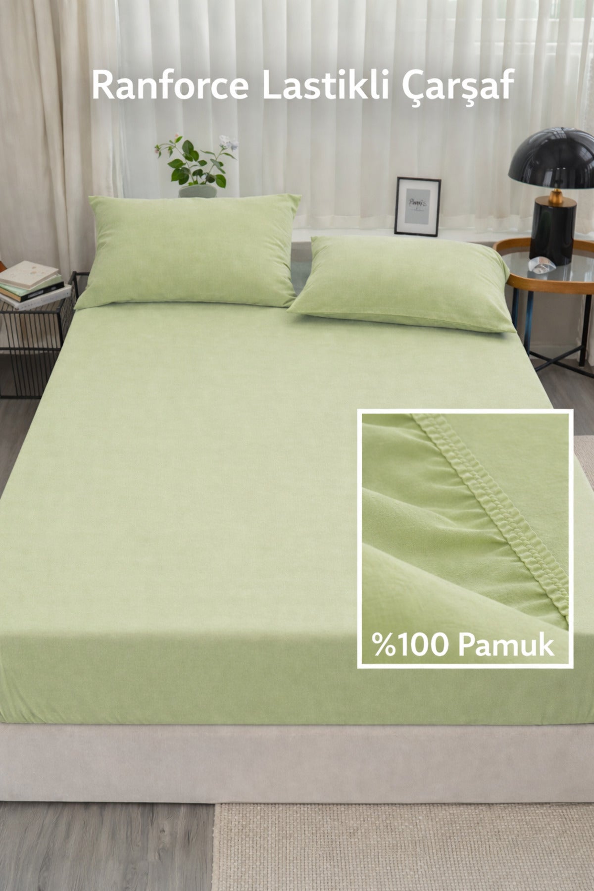 Ranforce %100 Pamuk Lastikli Fitted Çarşaf Seti | Yastık Kılıflı — Barkod 8682856035492
