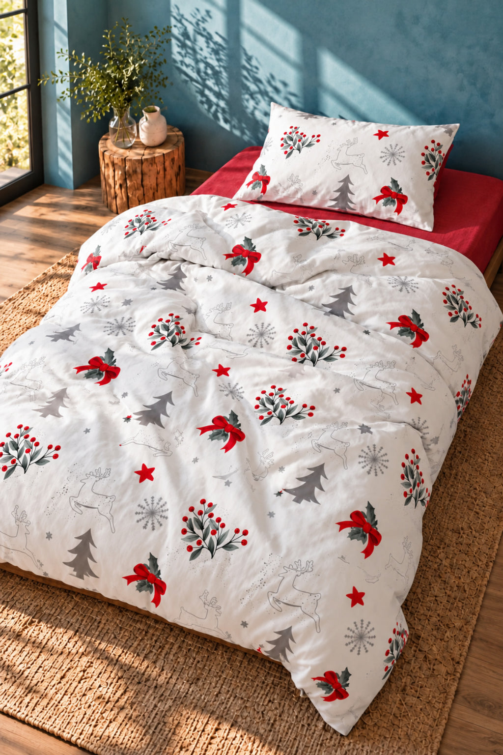 %100 Pamuk Lovely Christmas Ranforce Nevresim Takımı | Yılbaşı Temalı Desenli