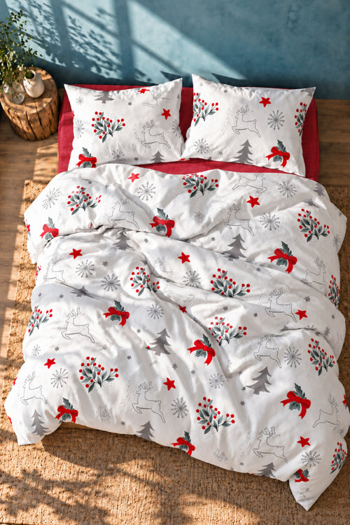 %100 Pamuk Lovely Christmas Ranforce Nevresim Takımı | Yılbaşı Temalı Desenli