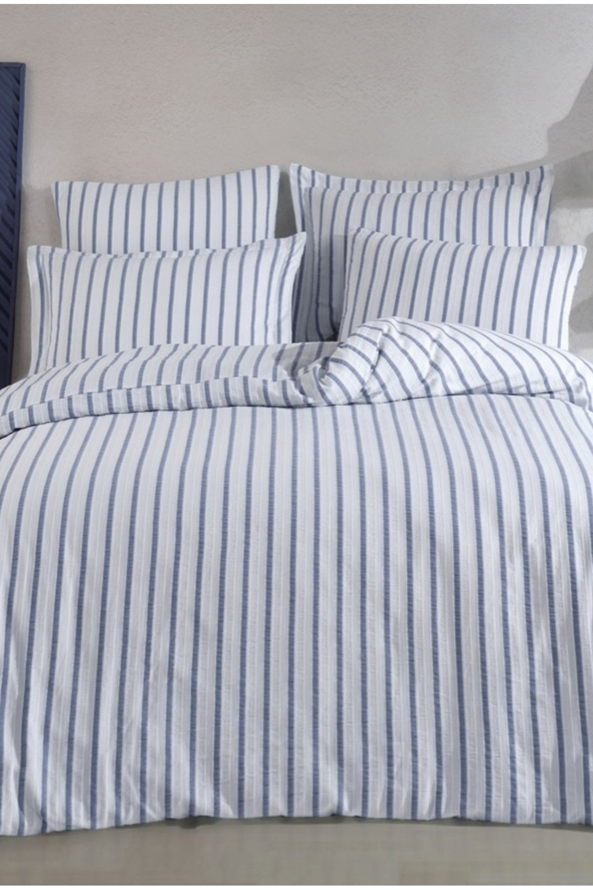 PureYarn İpliği Boyalı Natural Bürümcük Nevresim Takımı %100 Pamuk — Denim