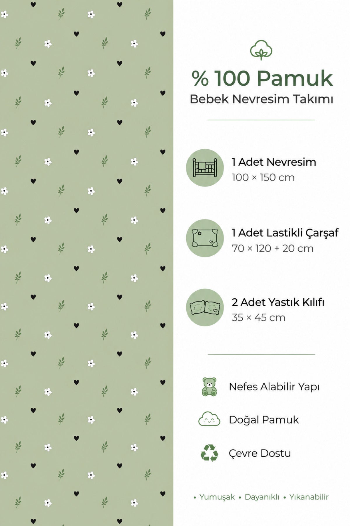 Panda %100 Pamuk Ranforce Bebek Nevresim Takımı