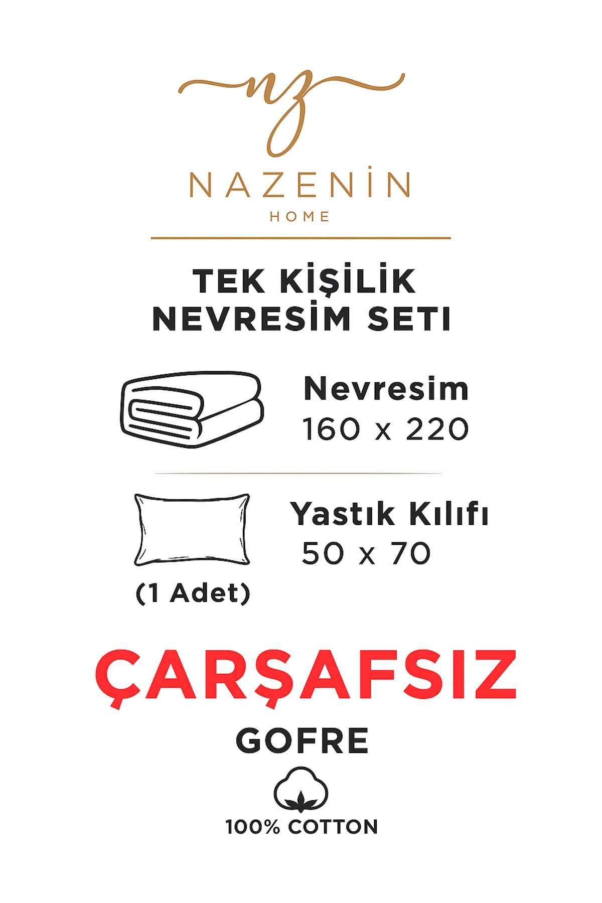 Gofre % 100 Pamuk Nevresim Seti Olivia