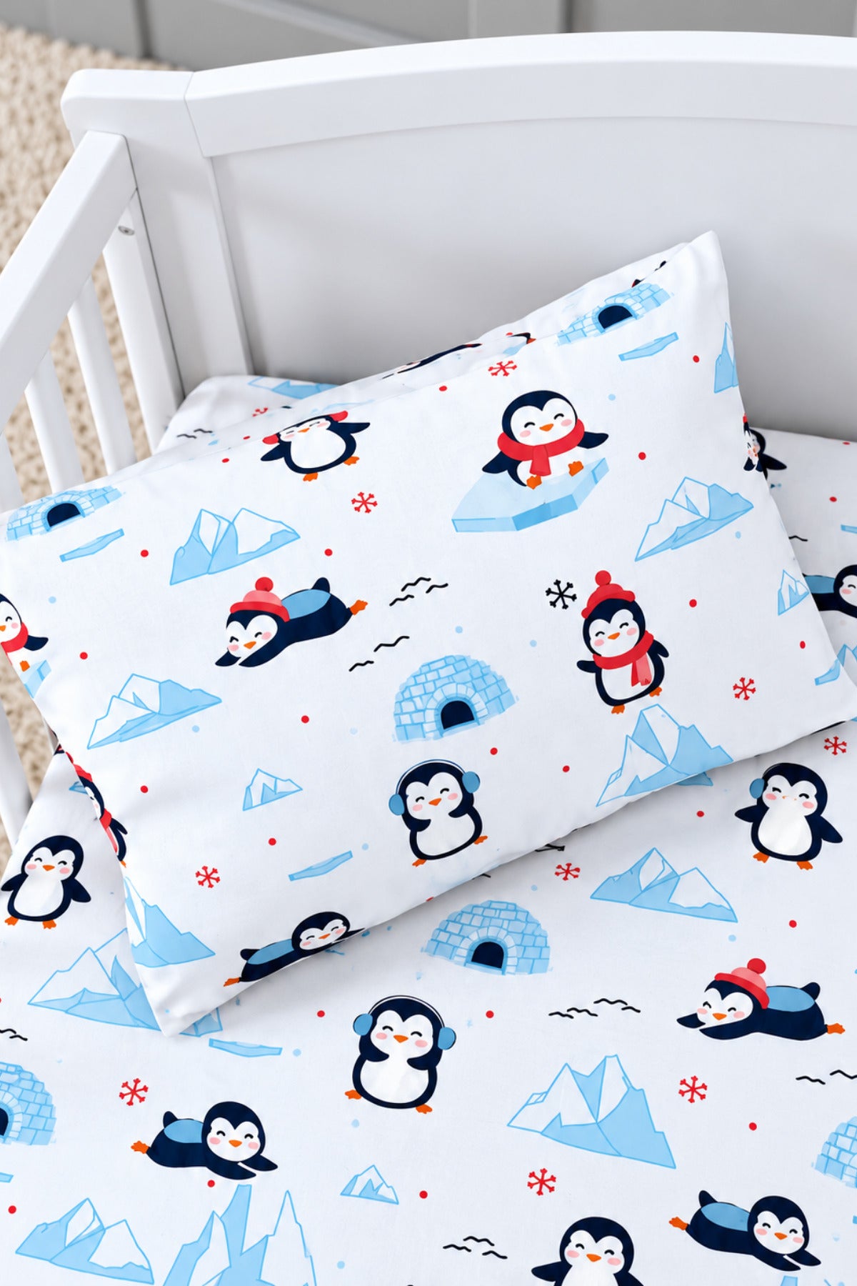 Penguin %100 Pamuk Ranforce Bebek Lastikli Çarşaf Seti
