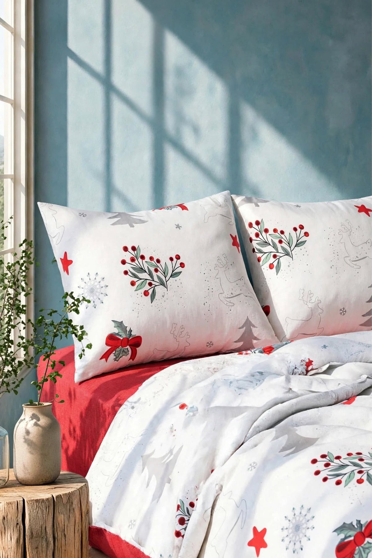 %100 Pamuk Lovely Christmas Ranforce Nevresim Takımı | Yılbaşı Temalı Desenli