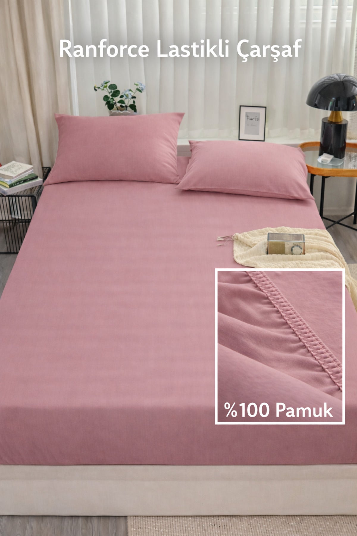 Ranforce %100 Pamuk Lastikli Fitted Çarşaf Seti | Yastık Kılıflı