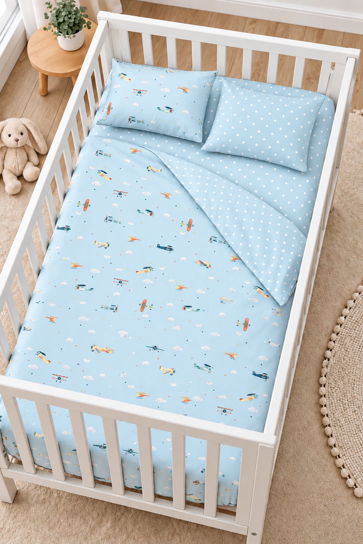 Airplane %100 Pamuk Ranforce Bebek Nevresim Takımı
