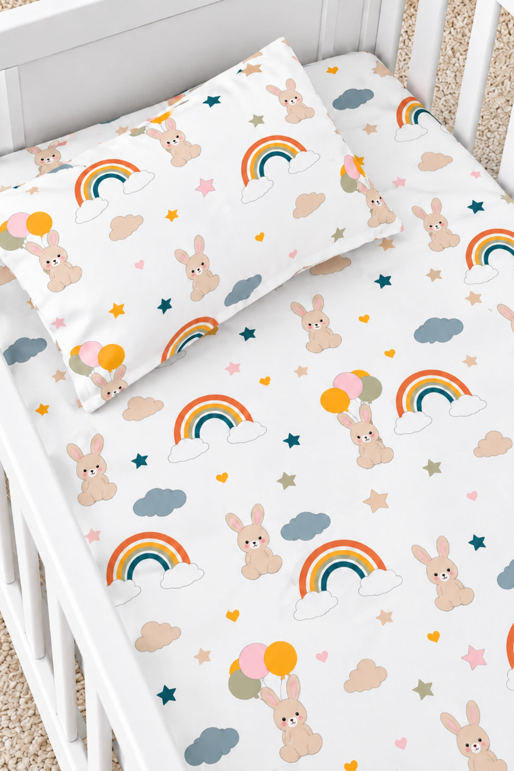 Bunny %100 Pamuk Ranforce Bebek Lastikli Çarşaf Seti