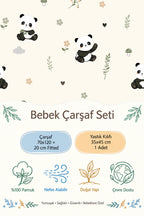 Panda %100 Pamuk Ranforce Bebek Lastikli Çarşaf Seti