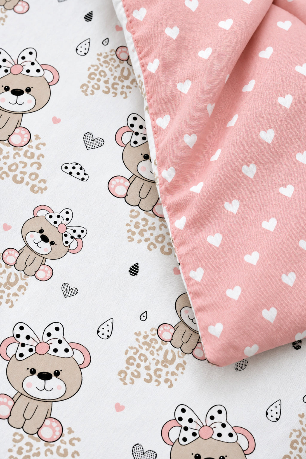 Pink Teddy %100 Pamuk Ranforce Bebek Nevresim Takımı