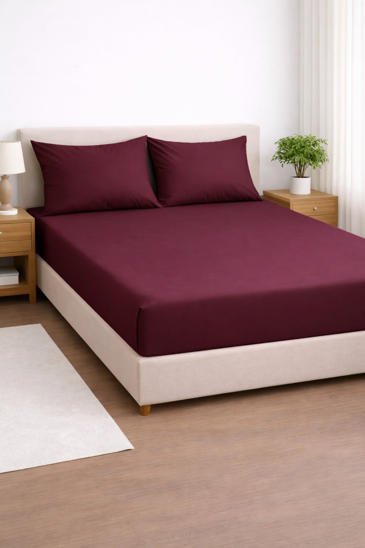 Saten %100 Pamuk 210 TC | 82 Tel Lastikli Fitted Çarşaf Seti | Yastık Kılıflı | Tek ve