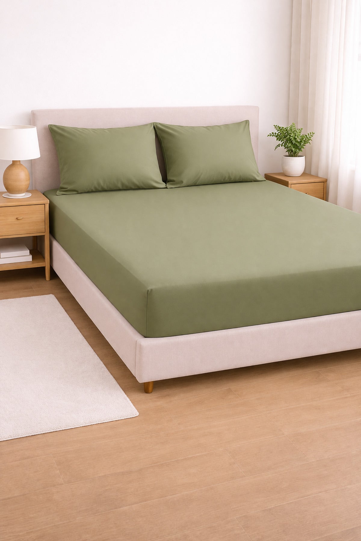 Saten %100 Pamuk 210 TC | 82 Tel Lastikli Fitted Çarşaf Seti | Yastık Kılıflı | Tek ve