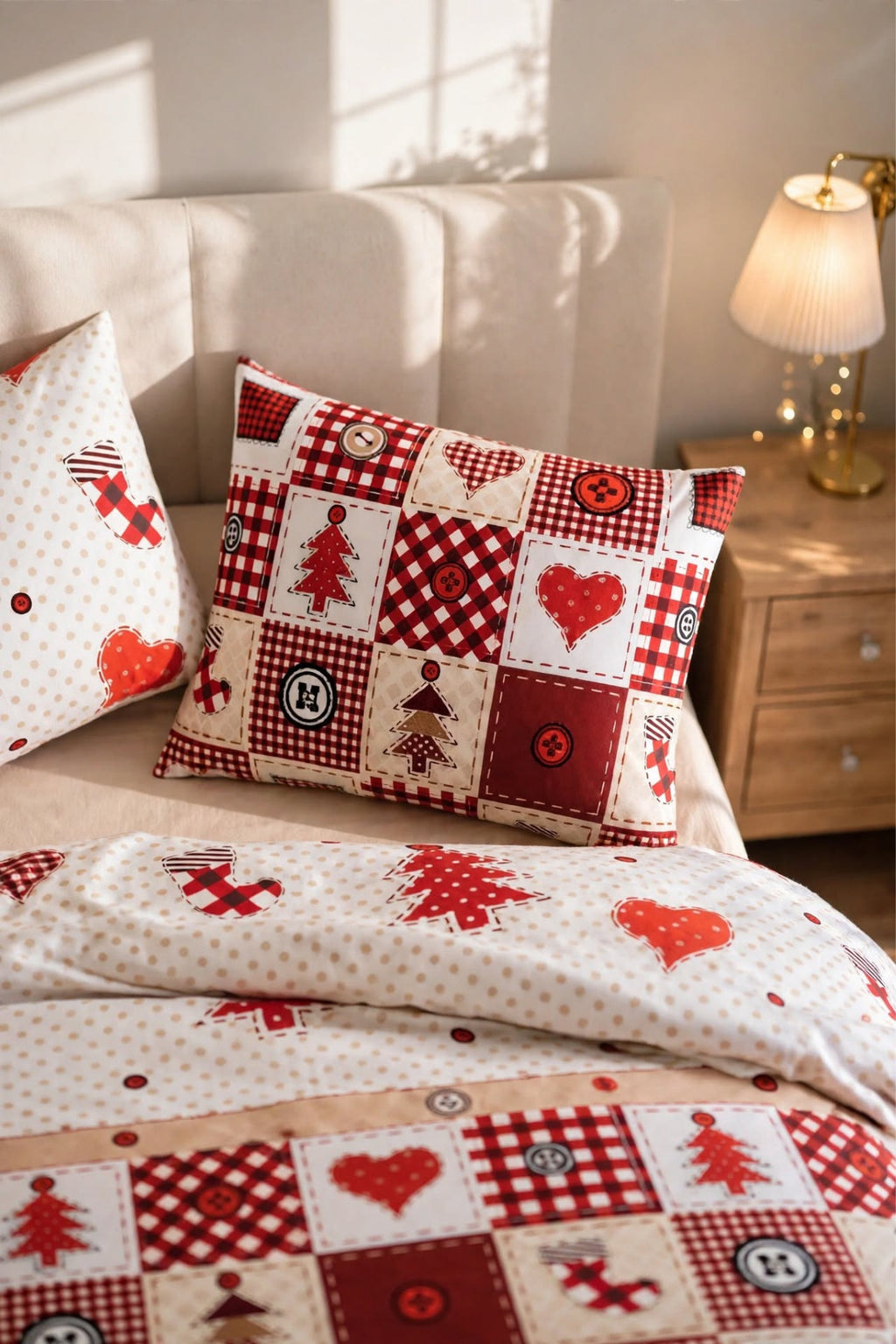 %100 Pamuk Christmas Heart Ranforce Nevresim Takımı | Yılbaşı Temalı Desenli