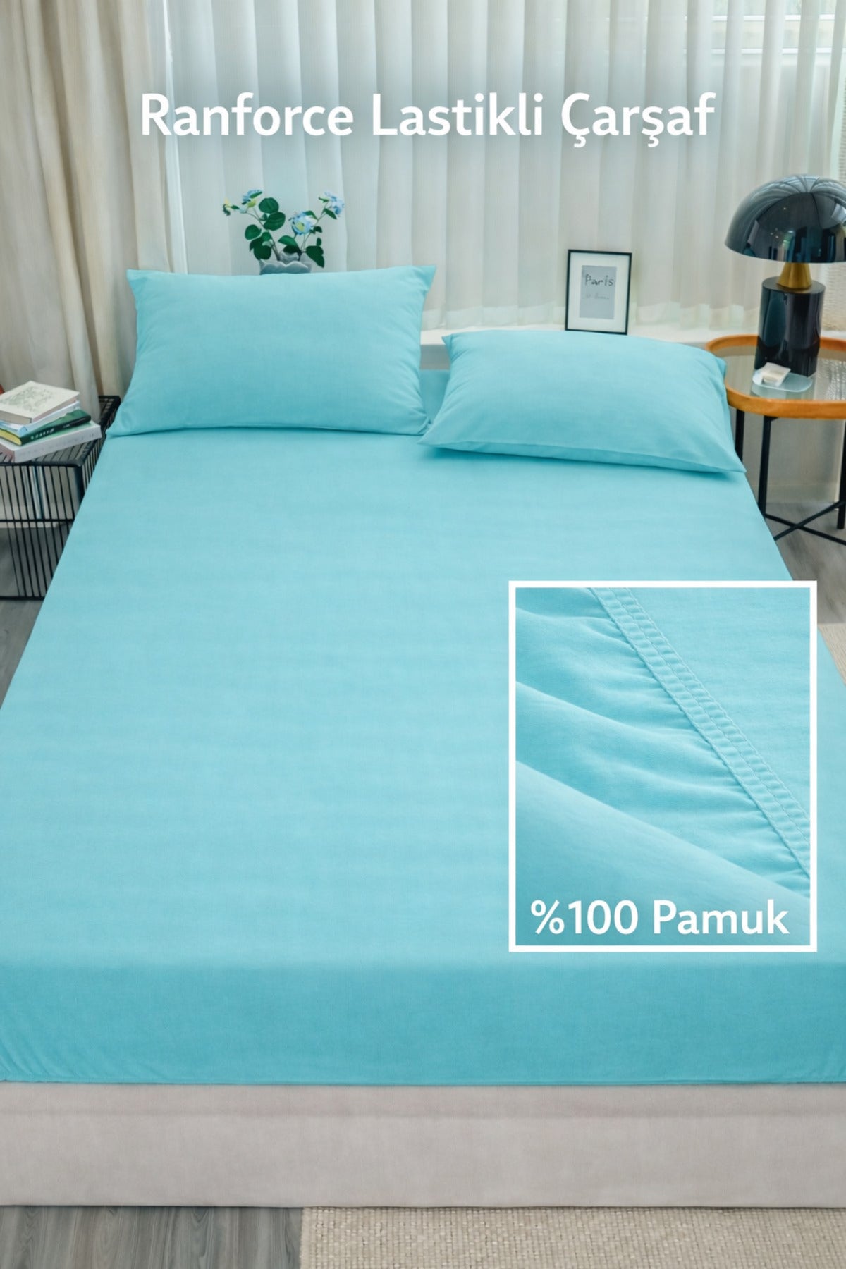 Ranforce %100 Pamuk Lastikli Fitted Çarşaf Seti | Yastık Kılıflı