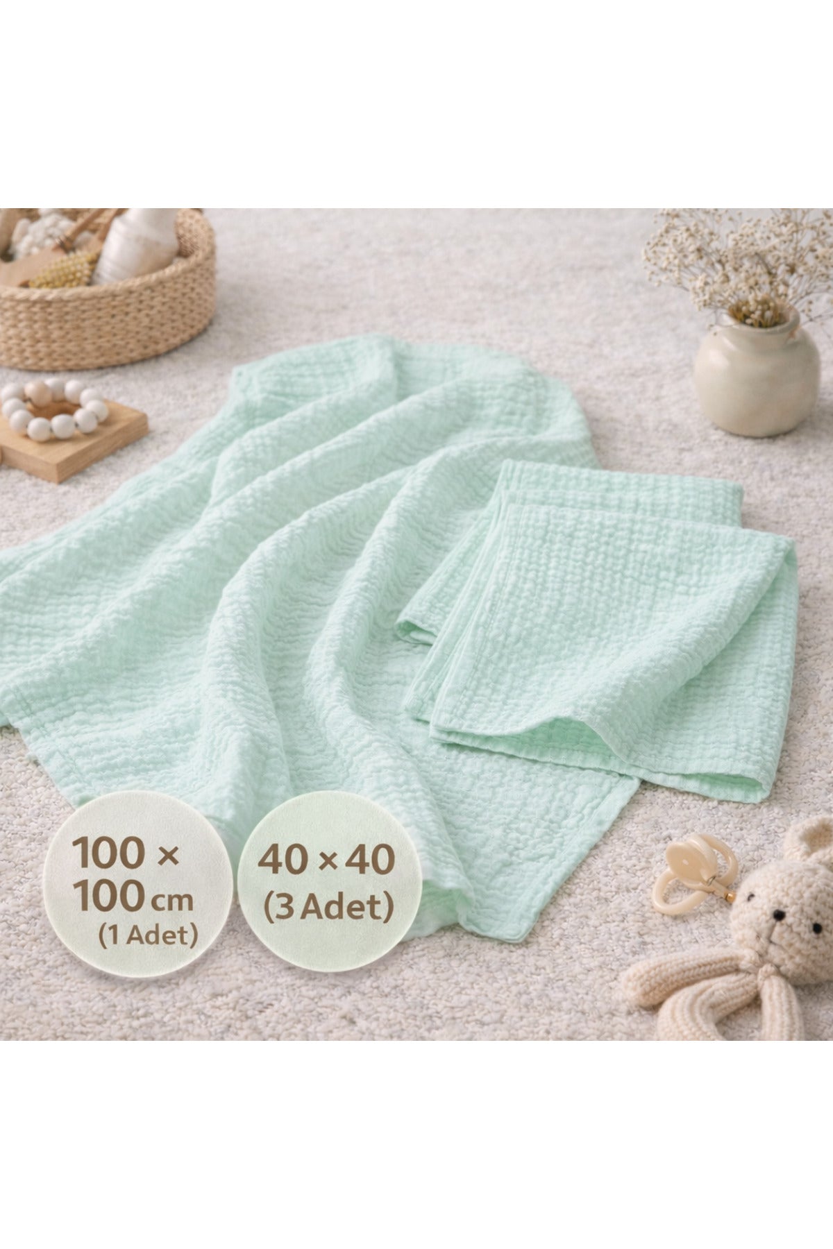 Müslin Bebek Örtüsü (2 Kat) - %100 Pamuk