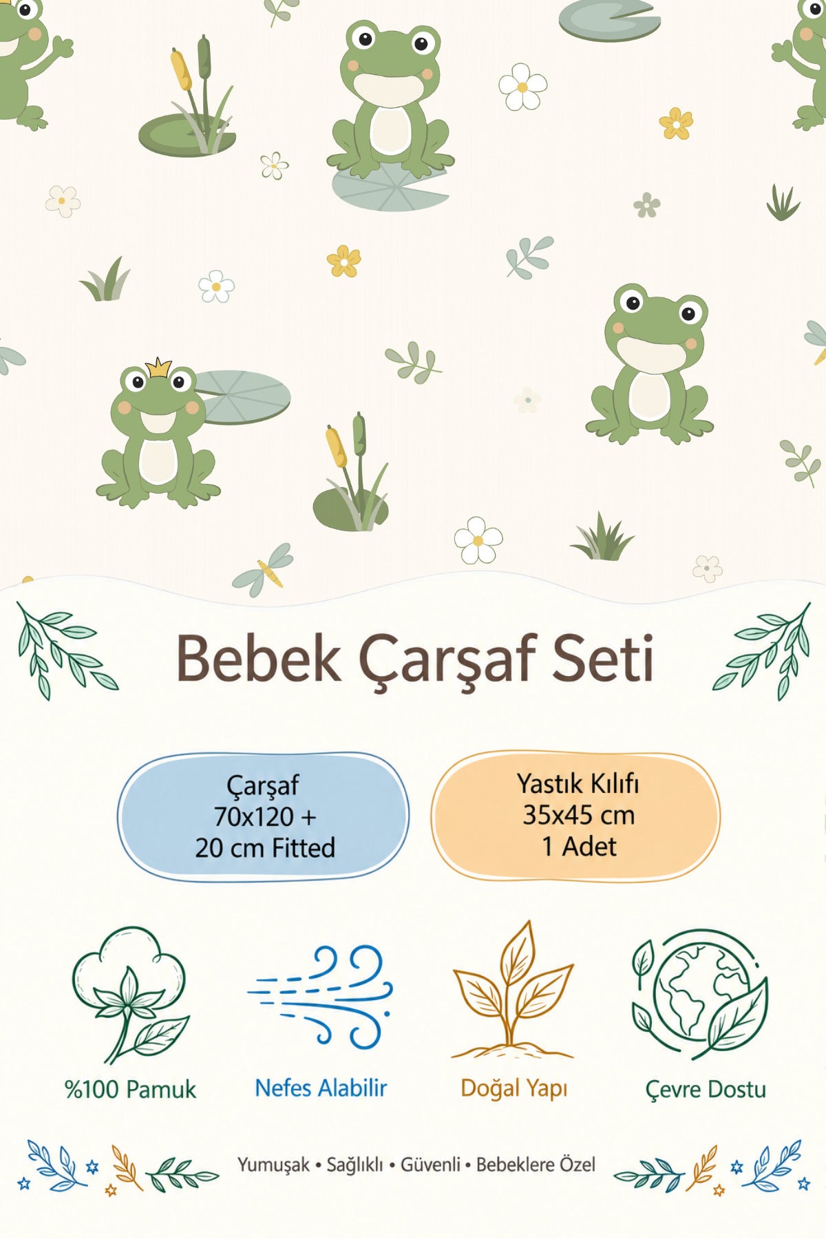 Pepe %100 Pamuk Ranforce Bebek Lastikli Çarşaf Seti