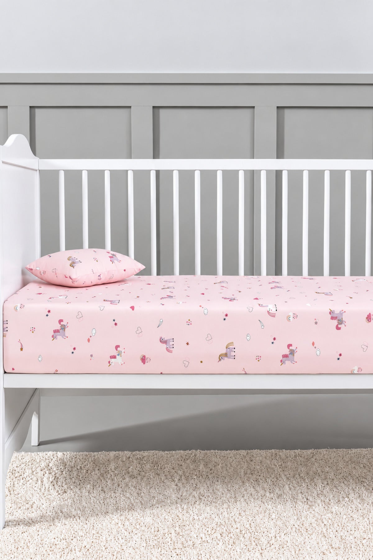 Unicorn %100 Pamuk Ranforce Bebek Lastikli Çarşaf Seti