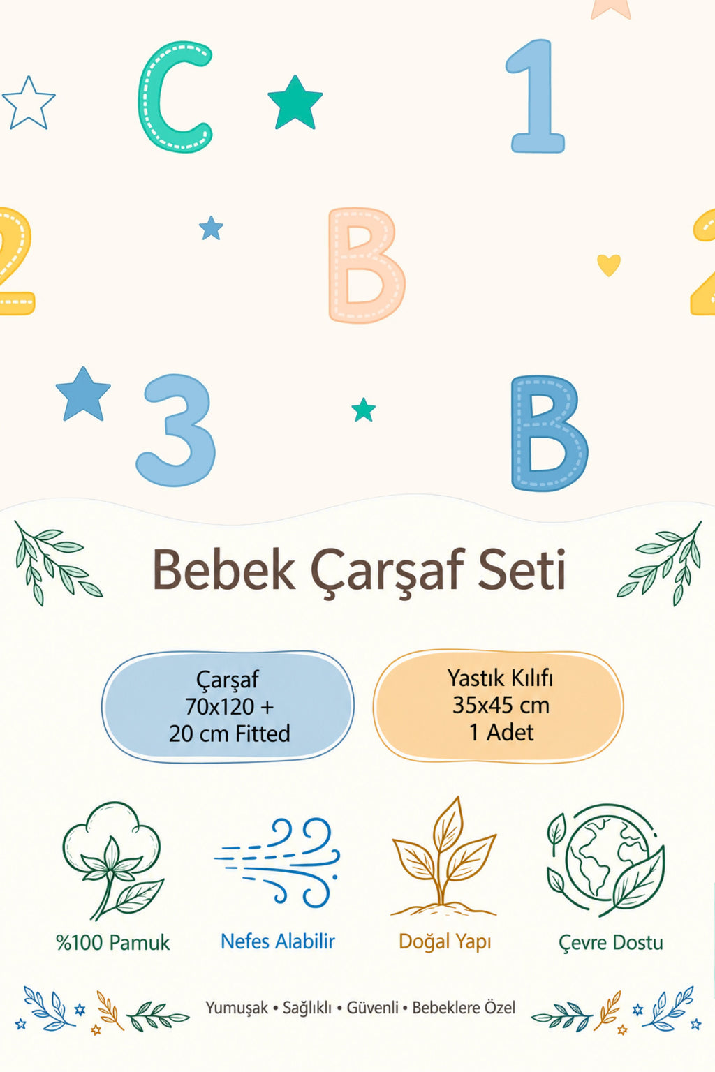 ABC %100 Pamuk Ranforce Bebek Lastikli Çarşaf Seti