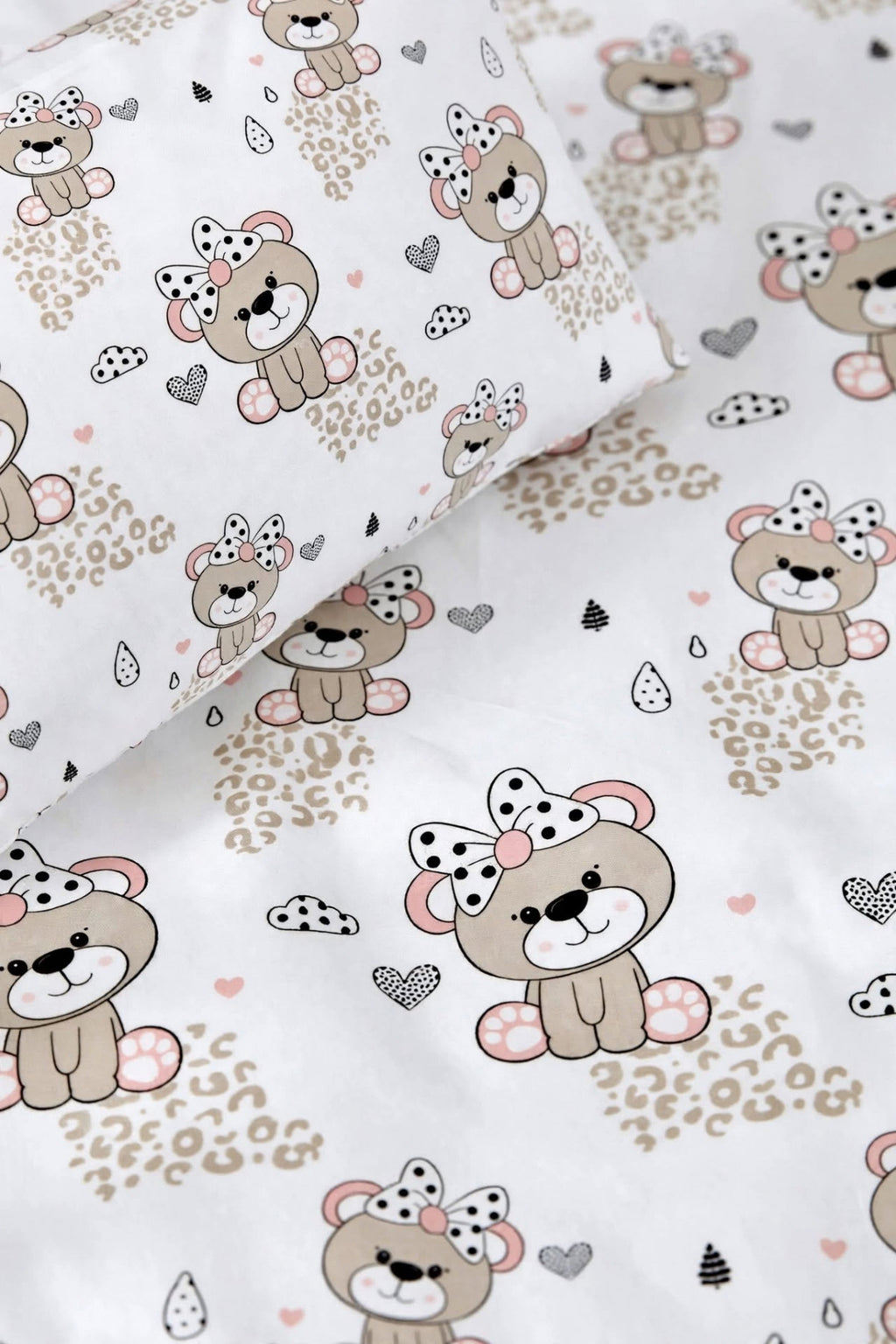 Pink Teddy %100 Pamuk Ranforce Bebek Lastikli Çarşaf Seti