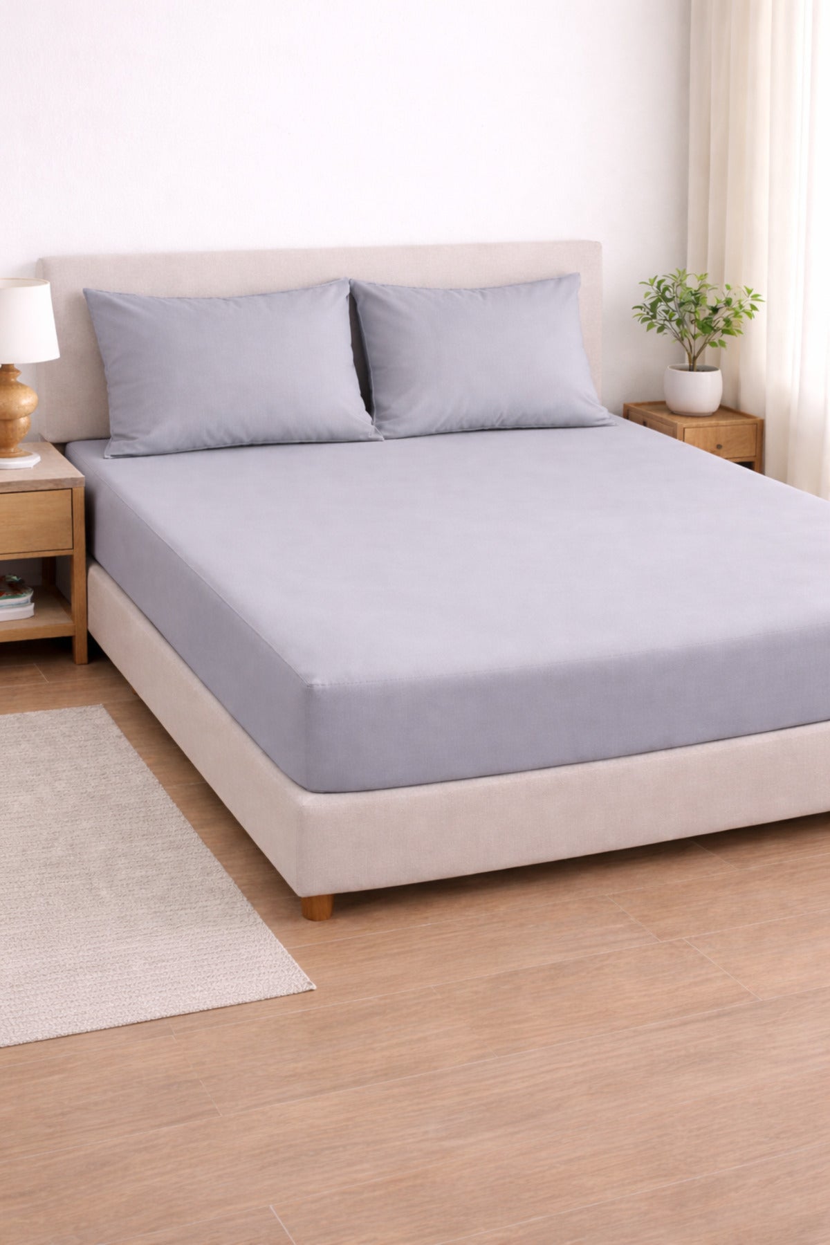 Saten %100 Pamuk 210 TC | 82 Tel Lastikli Fitted Çarşaf Seti | Yastık Kılıflı | Tek ve