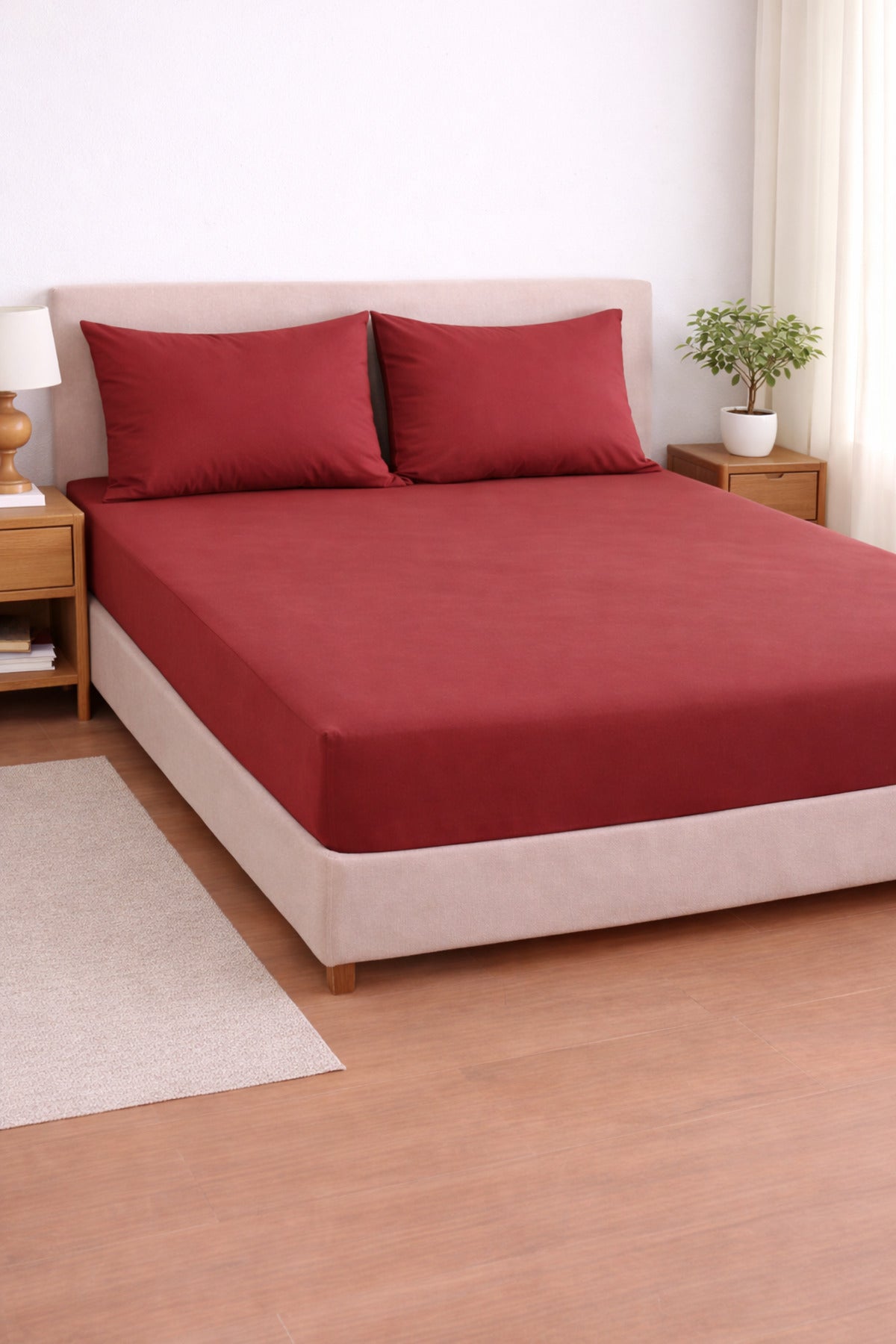 Saten %100 Pamuk 210 TC | 82 Tel Lastikli Fitted Çarşaf Seti | Yastık Kılıflı | Tek ve